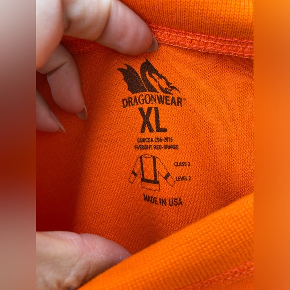 DRAGONWEAR FR Long Sleeve High Visibility Bright red Orange Shirt Men’s Size XL - Picture 2 of 4